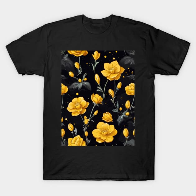 Yellow Flowers Floating in Space T-Shirt by VivaLaRetro